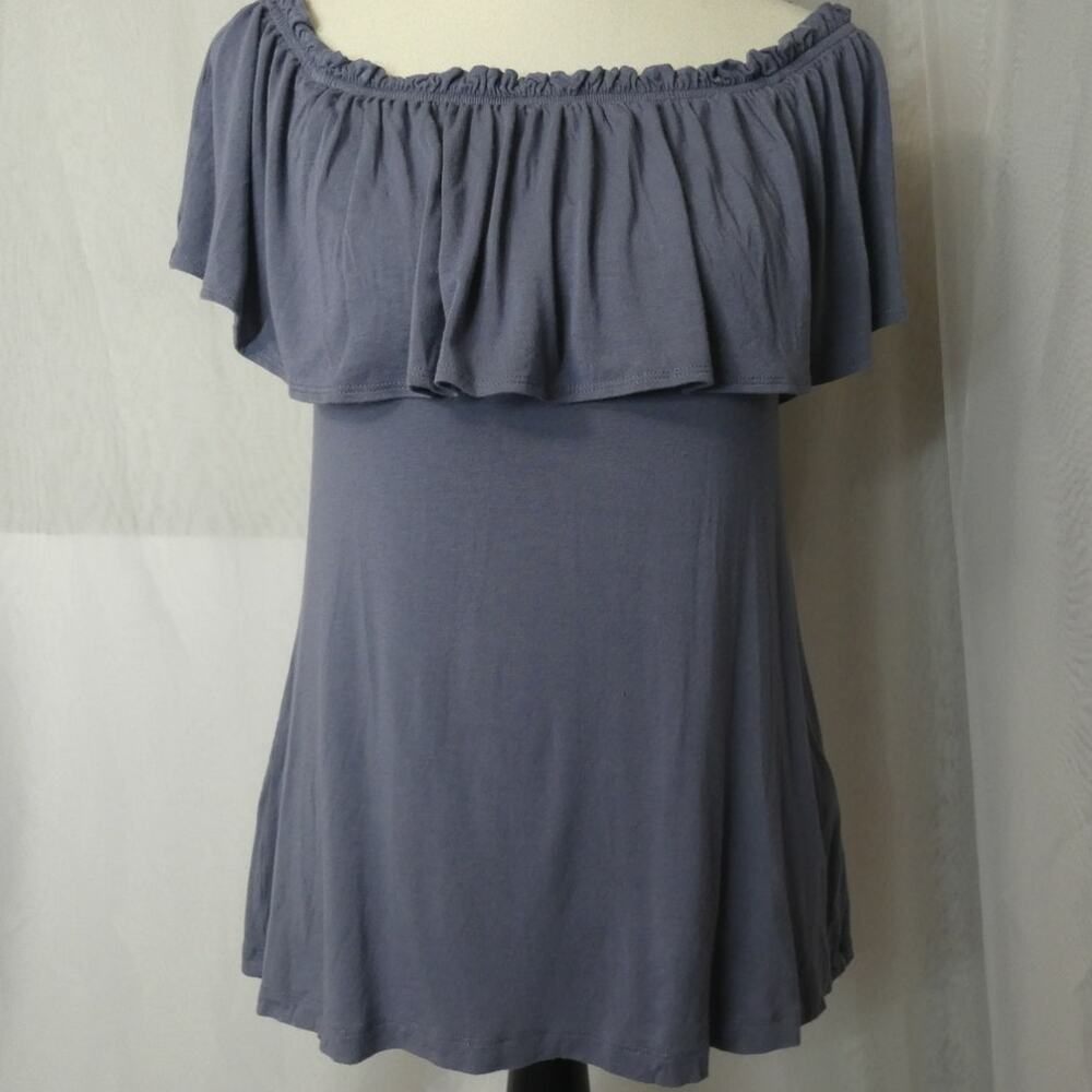 Abercrombie & Fitch Women's Small Blue Blouse Ruffle Off/On Shoulder